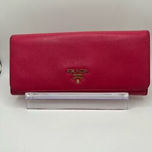 Prada Pink Saffiano Leather Wallet